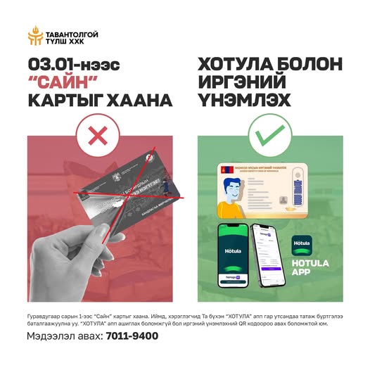 "Сайн" картын хэрэглээг ирэх сарын 01-ний өдрөөс зогсооно 